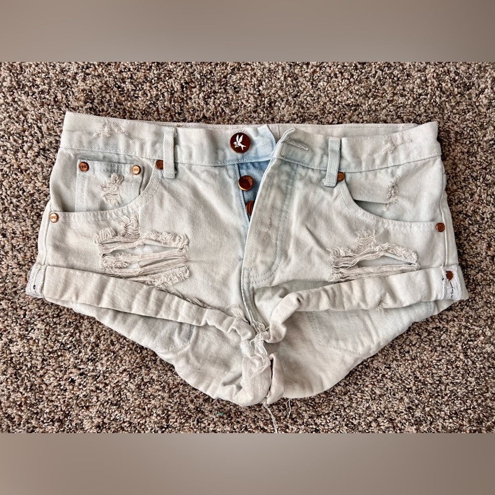 One by One Teaspoon Bandits Distressed Shorts